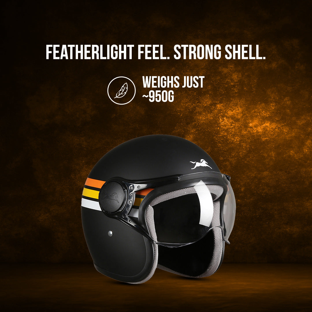 TVS Cruisetown Open Face Helmet – Stylish & Safe Helmet for Riders | ISI & DOT Certified | Premium Protection for Men & Women | Comfortable, Durable & Lightweight Design with Visor
